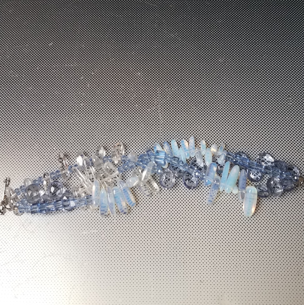 Mendenhall glacier Crystals opalite amethyst custom twist bracelet